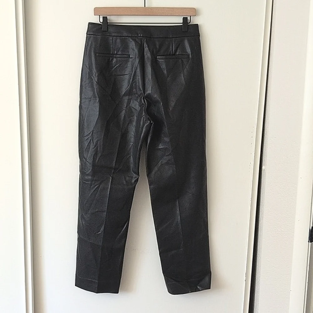 J. Crew Womens 8 Kate Straight Leg Faux Leather Black Pants Preppy City Neutral - Picture 5 of 8